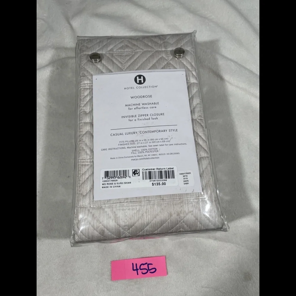 NIB Hotel Collection Woodrose Quilted (1 )‎ Euro European Pillow Sham - Picture 2 of 12